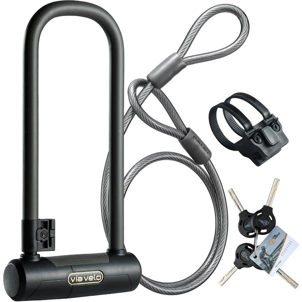 U Lock with Cable | Pro U Lock 20 CrMnTi Steel 15mm Shackle with Bracket Inside